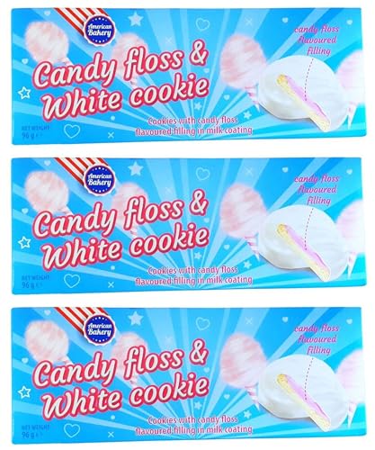 American Bakery Candy Floss & White Cookie 3 x 96g | Weisse Cookies gefüllt mit Zuckerwatte von American Bakery