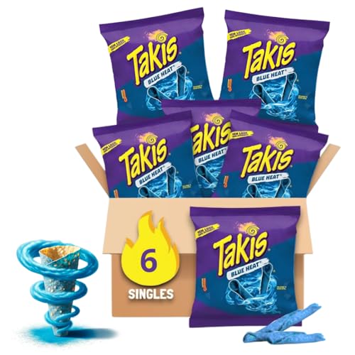 AmericanBrands Takis Chips Blue Heat Box (Pack von 6 x 28.4g) Blue Chips - Perfekte Party-Snack Nachos SET - Chili-Pfeffer-Tortilla-Chips aus Mexiko von AmericanBrands