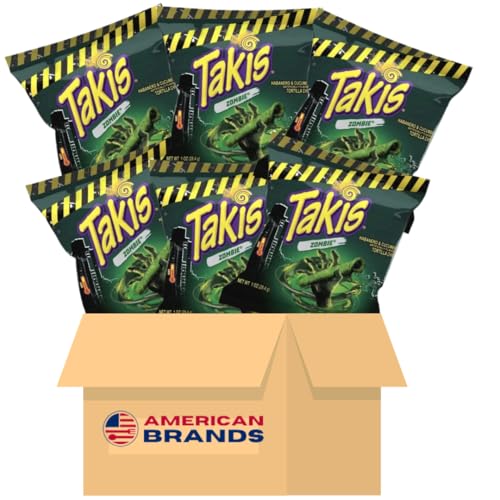 AmericanBrands Takis Chips Zombie Box (6 x 28,4g) – Limited Edition Tortilla Chips – Perfekter Party-Snack – Würziger Geschmack von Gurke mit Limette – Chips aus Mexiko von AmericanBrands