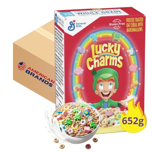 Lucky Charms 652g - Marshmallow Breakfast Cerealien AmericanBrands - Frühstückszerealien, Bunte Marshmallows, Süßes Frühstück, Kinder Müsli - Frühstücks-Cerealien Breakfast von AmericanBrands