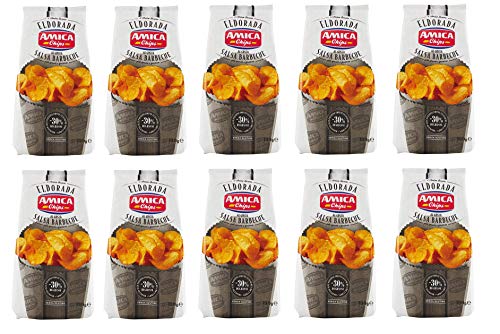 10x Amica Chips Eldorada Salsa Barbecue Kartoffelchips gesalzen mit Geschmack der Barbecue-Sauce glutenfreie knusprige Kartoffel chips 130g von Amica