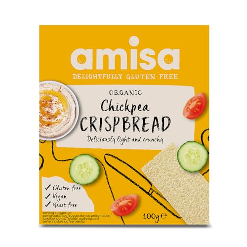 Amisa – Bio-Kichererbsen-Knäckebrot (12 x 100 g), vegan, ballaststoffreich, glutenfrei, gesunder Snack von Amisa