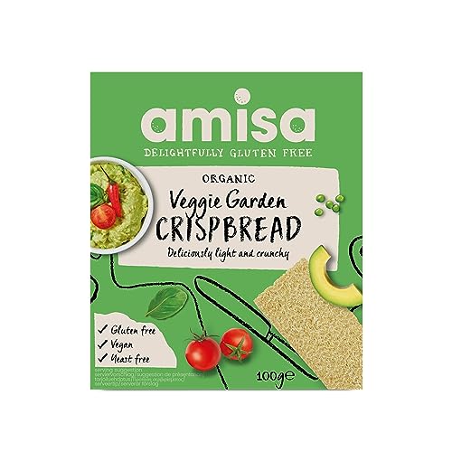 Amisa - Bio-Protein-Linsen-Knäckebrot ohne Gluten (12 x 100 g), hefe- und glutenfrei, kohlenhydratarme Snacks, pflanzliches Protein, vegan von Amisa