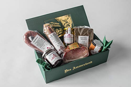 Mahlzeit-Präsent Ammerland Nr. 37 | Mit geräuchertem Katenschinken | Lachsschinken | luftgetrockneter Mettwurst | Tomatenleberwurst | Schwarzbrot uvm. von Ammerländer Schinkendiele