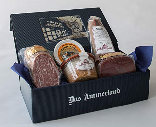 Herzhaftes Geschenkset Nr. 29 | Mit Allrauch-Bauermettwurst | Sommermettwurst | Nuss-Schinken | Bauern-Kochmettwurst und Pumpernickel | Perfekt für Genießer und besondere Anlässe von Ammerländer Schinkendiele