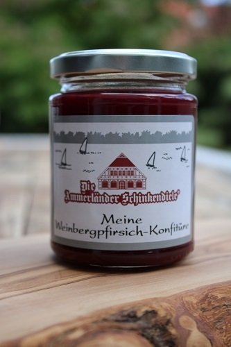 Weinbergpfirsich-Konfitüre | 250g Glas | Fruchtige Köstlichkeit aus eigener Herstellung | Perfekt für den Genuss am Morgen oder als Geschenk von Ammerländer Schinkendiele