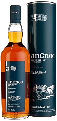 AnCnoc 24 Years Old Single Malt – 24 Jahre gereifter schottischer Whisky aus den Highlands in der Geschenkverpackung mit 46 % vol. Alkohol (1 x 0,7l) von An Cnoc