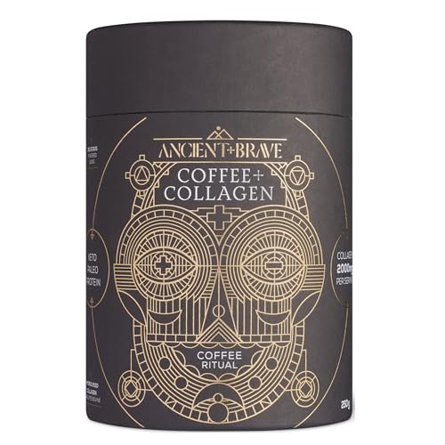 Ancient + Brave – Coffee + Collagen Pulver 250 g – gemahlener brasilianischer Bio-Kaffee mit hydrolysierten Kollagenpeptiden vom Weiderind – Kollagenkaffee, Premium-Kakaomischung – reich an Proteinen von Ancient + Brave