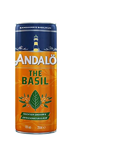 Andalö & The Basil | Cocktail | 12 x 250 ml | Sanddornlikör trifft auf Basilikumlimonade | Frischer Sommercocktail | Ideal für Unterwegs von Andalö