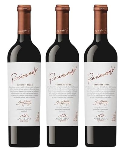 3x 0,75l - 2020er - Andeluna - Pasionado - Cabernet Franc - Tupungato - Mendoza - Argentinien - Rotwein trocken von Andeluna