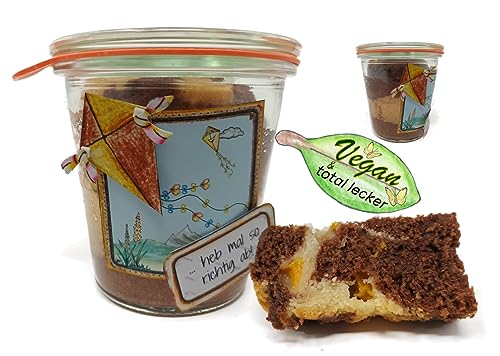Aprikosen-Marmorkuchen Vegan im Glas mit herbstlichem Geburtstagsgruß von Andis Backidee Kuchen & Gebäck Eine Idee von A. Tönges