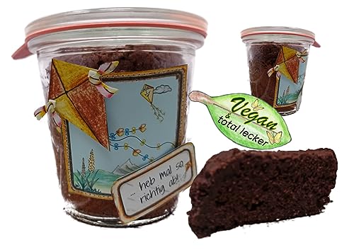 Schokoladenkuchen Vegan im Glas mit herbstlichem Geburtstagsgruß von Andis Backidee Kuchen & Gebäck Eine Idee von A. Tönges