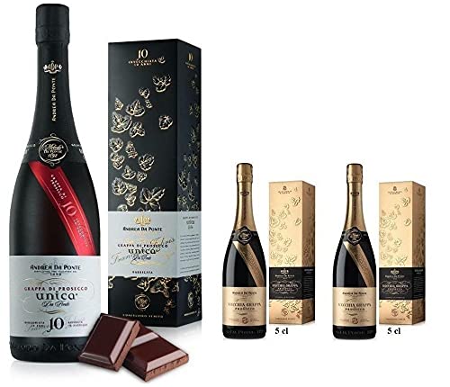 EINZIGARTIGER PROSECCO GRAPPA 10 JAHRE 70 CL IN EINER BOX MIT 2 MIGNON GRAPPA 8 JAHRE 5 CL von Andrea da Ponte