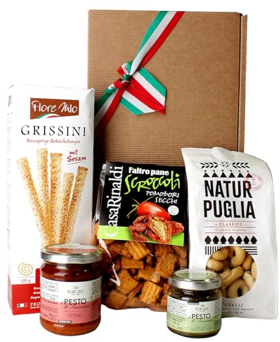 Geschenkset leckere Knabbereien – Grissini, Taralli & Pesto für echte Feinschmecker – Die perfekte Geschenkidee von Andronaco