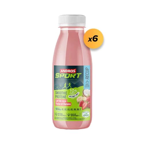 Andros sport - Protein-smoothies (6x330ml) - Proteingetränke - Quelle für Kohlenhydrate - Erdbeere Banane von Andros sport