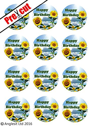 Happy Birthday Kuchen Set werden: 17,8 cm/18 cm Esspapier/Reispapier Kuchen Topper + Geschenk Kuchen, Band Geburtstag Party Dekoration Cupcake Toppers von Anglesit Cake Set - Birthday