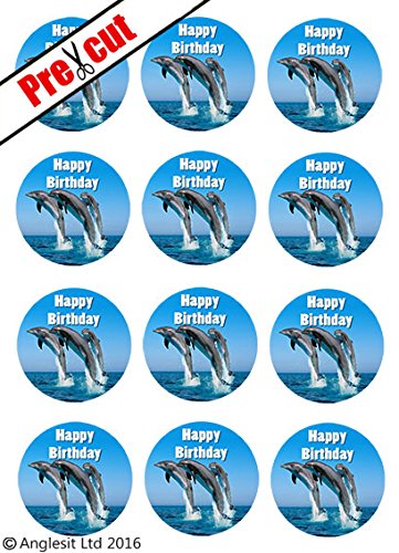 bg Happy Birthday essbares Oblaten-/Reispapier für Cupcakes, Kuchen, Geburtstag, Party, Dekoration (Cupcake-Toppers) von Anglesit Cake Set - Birthday