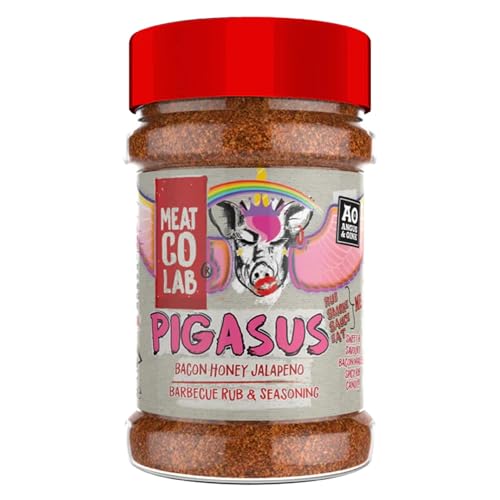 Angus & Oink Pigasus Bacon Honey Jalapeno Barbeque Rub & Seasoning | Perfekt für Schweinefleisch, Hühnchen, Koteletts und Pommes | Ideal zum Grillen, Räuchern und für den Ofen | 200 g von Angus & Oink