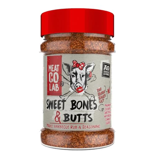 Angus & Oink | Sweet Bones & Butts | Maple BBQ Rub und Gewürz | Glutenfrei, Ohne Konservierungsstoffe | Ideal zum Räuchern, Grillen & Ofen | 200g von Angus & Oink