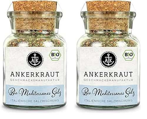 Ankerkraut, BIO Mediterranes Salz, Gewürzmischung, 120g im Korkenglas (Packung mit 2) von Ankerkraut