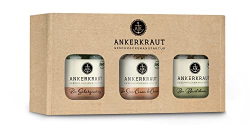 Ankerkraut BIO Grüne Box, Salatgewürz, Sour Cream & Onion, Basilikum, Bio-Qualität im Korkenglas von Ankerkraut