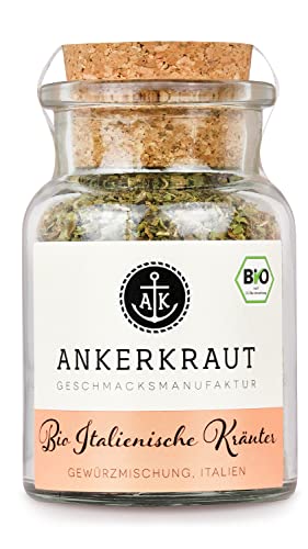 Ankerkraut BIO Italienische Kräuter, Urlaubsflair zum Streuen, 20g im Korkenglas, mediterrane Küche Pizza Pasta Salat Würze zum Kochen, Universal-Gewürz von Ankerkraut