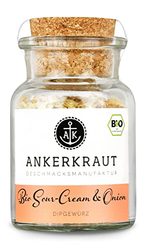 Ankerkraut BIO Sour Cream & Onion, für einfache Dip-Zubereitung, 70 g im Korkenglas, Gewürz und Herstellung für Kartoffel Brot Fleisch und Chips, selber machen von Ankerkraut