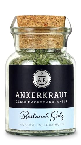 Ankerkraut Bärlauch Salz, Lecker Fleisch und Salat Verfeinern, Knoblauch-like Geschmack Aroma, Kräuter mit Gewürz zum Kochen, 110 g im Korkenglas von Ankerkraut