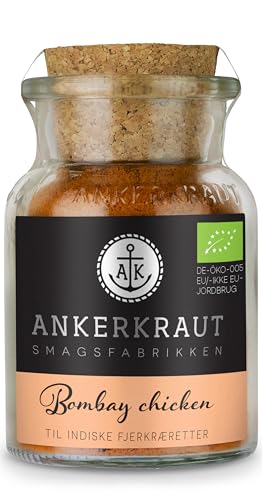 Ankerkraut Bombay chicken, krydderimarinade i økologisk kvalitet til krydret fjerkræ, smagen af Indien med karry og korianderfrø, 90g i glas med korklåg von Ankerkraut