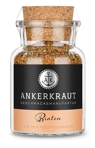 Ankerkraut Braten Gewürz, Allrounder Mischung würziger Zutaten für Braten am Sonntag, Hack Rind Schwein, Lecker Kochen, 90g im Korkenglas von Ankerkraut