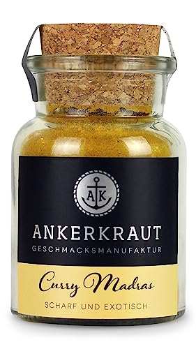 Ankerkraut Curry Madras, Gewürz Pulver passend zu Reis, Fleisch, Fisch & Gemüse, frisch fruchtig indisch zur Herstellung von Essen & Sauce, zu Hause kochen, 60g im Korkenglas von Ankerkraut