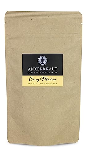 Ankerkraut Curry Madras, frisch-fruchtiges Curry-Pulver passend zu Fleisch, Fisch & Gemüse, mit Chili, leicht scharf, 130g im Aromadichten Beutel von Ankerkraut