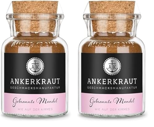 Ankerkraut Gebrannte Mandel Gewürz, selber machen, 55g im Korkenglas, Süßigkeiten, Weihnachten und Jahrmarkt zu Hause, Geschmack-Erlebnis (Packung mit 2) von Ankerkraut