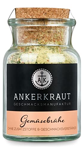 Ankerkraut Gemüsebrühe, ohne Geschmacksverstärker, ohne Zucker, 90g im Korkenglas, Mischung würzender Zutaten für Brühe von Ankerkraut