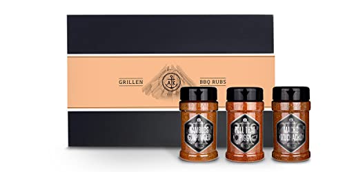 Ankerkraut Geschenk-Set BBQ Rubs, mit Macho Muchacho, Pull that Piggy und Hamburg Gunpowder, zum Verschenken für Freude am Grill, Gewürz mit Streufunktion, hochwertige Deluxe Box mit Banderole von Ankerkraut