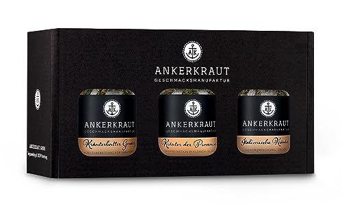 Ankerkraut Geschenkset Kräuter, Geschenk-Box mit 3 Kräutermischungen im Korkenglas, Leckere Geschenk-Idee Zum Kochen von Ankerkraut