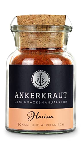 Ankerkraut Harissa, Gewürz für scharfe Gewürzpaste aus Chili, Gewürzglas, rot, 75 g im Korkenglas von Ankerkraut