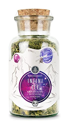 Ankerkraut Infinitee, Bio-Alternative zu Kaffee, Energy-Drink und Gaming-Booster, mit Mate, Ginseng, Moringa, Guarana, loser Kräuter-Tee für etwa 8 Liter, 80g im Korkenglas von Ankerkraut