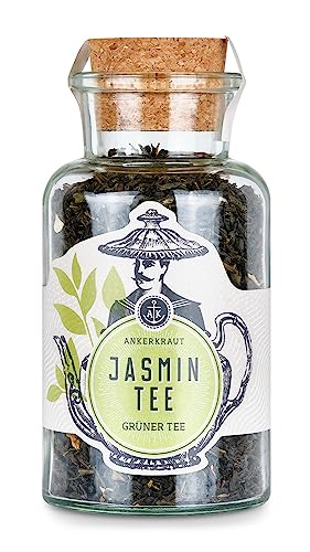 Ankerkraut Jasmintee, Grüner Tee, 100g im Korkenglas, Tee lose, 1 Teelöffel pro Tasse, Gesundheit Balance für Körper und Geist, reicht für etwa 8 Liter feiner Tee von Ankerkraut