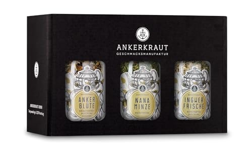 Ankerkraut Kräuter-Tee-Box 'Kräuterliebe', Nana Minze, Ingwerfrische und Ankerblüte, 205 g looser Tee, Tea-Box zum Verschenken, Geschenk-Set von Ankerkraut