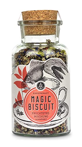 Ankerkraut Magic Biscuit, Früchtetee, Geschenk-Idee, Tee lose, fruchtig leicht lecker süß, Wohlfühl-Getränk, Geschmack für ca. 8 Liter, 85 g im Korkenglas von Ankerkraut