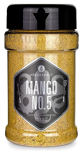 Ankerkraut Mango No.5, süß-fruchtiger BBQ-Rub und Grillgewürz zum Marinieren von Fleisch und Geflügel, 240g im Streuer von Ankerkraut