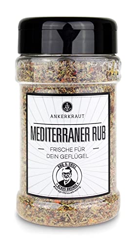 Ankerkraut Mediterraner Rub Gewürz, 180g im Streuer, BBQ-Rub für Geflügel, Mediterran Küche, Grillen mit Kräuter und Zitrone, Lecker Schmecker Premium Qualität Kochen von Ankerkraut