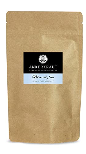 Ankerkraut Meersalz fein, 300g im Beutel, Reines Salz zum Kochen Würzen, Naturbelassen Unbehandelt, Ur-Salz, Gewürz für Fleisch, Nudeln, Kartoffeln, Gemüse von Ankerkraut