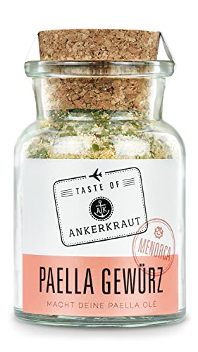 Ankerkraut Paella Menorca, 145g im Korkenglas, Essen mit Tradition aus Spanien, für Hähnchen Meeresfrüchte und Gemüse, lecker für zu Hause von Ankerkraut