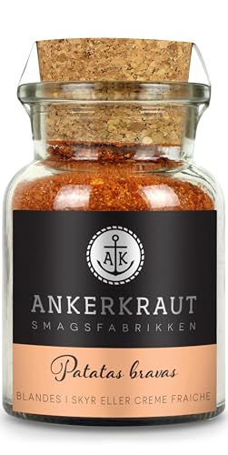 Ankerkraut Patatas bravas, krydderiblanding til spanske kartoffelterninger, med tomatchips og søde paprika, 90g i glas med korklåg von Ankerkraut