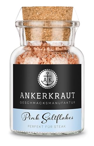 Ankerkraut Pink Saltflakes, Kristall-Salz, Salzkristalle ähnlich wie Murray River Salt, zum Würzen und Salzen von Salat und Steak, 90 g im Korkenglas von Ankerkraut