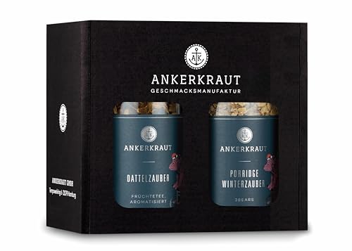 Ankerkraut Porridge Tee-Box, mit Dattelzauber Früchte-Tee und Porridge Winterzauber mit Früchten und Gewürze, 330 g Gewürz und Tee von Ankerkraut