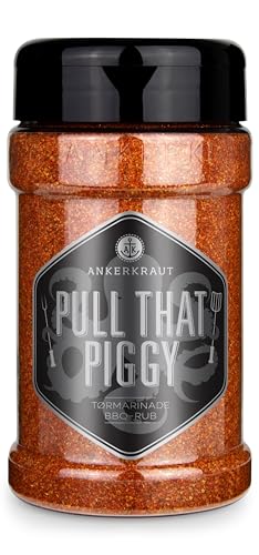 Ankerkraut Pull that Piggy, pulled pork BBQ rub, krydderiblanding til bbq, med sød paprika og lidt røget jalapeno, 220g i strødåse von Ankerkraut