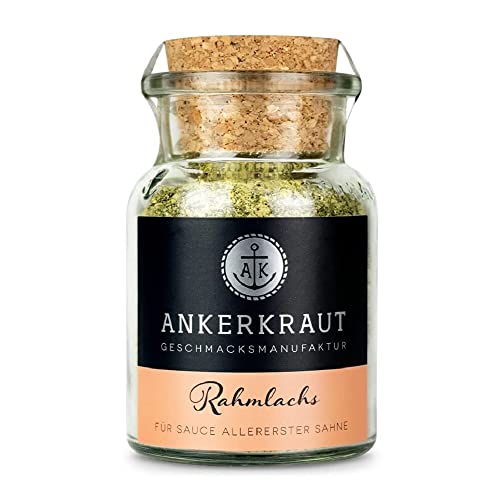 Ankerkraut Rahmlachs Gewürz, 75g im Korkenglas, Pasta mit Lachs-Sahne-Soße Einfach Leicht Selber Zu Hause Kochen, Premium Qualität, Geschenk-Idee von Ankerkraut